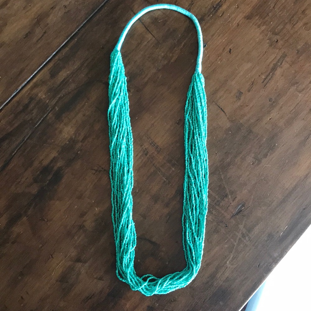 Long teal necklace